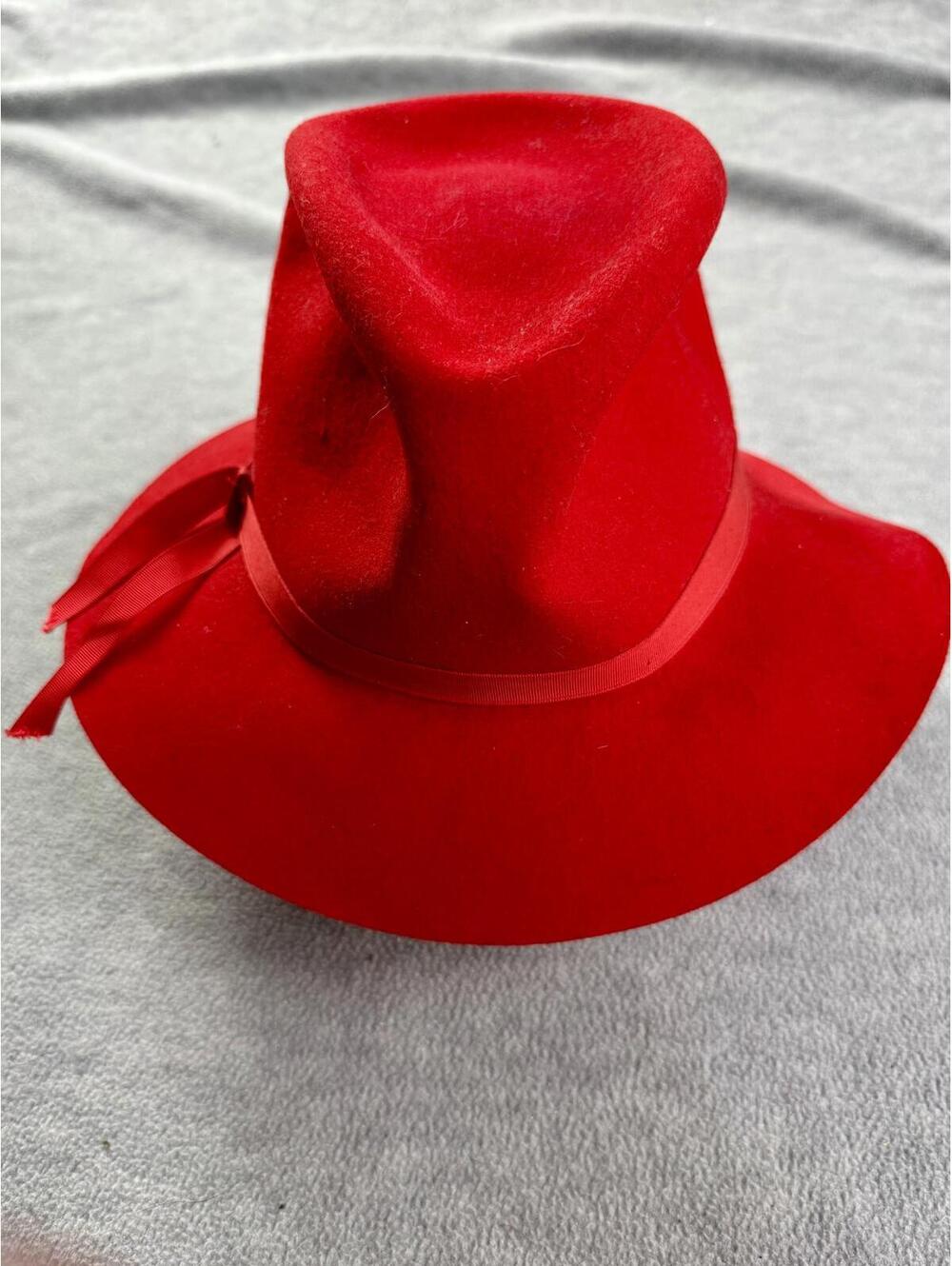 columbia red wool fedora hat wide brim vintage style size‎ 7 1/4